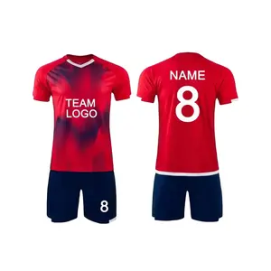 Erkekler erkek çocuklar yetişkinler için özelleştirilebilir futbol formaları katı desen adı numarası ile kişiselleştirilmiş takım logosu üniforma seti
