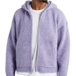 Sweat à capuche zippé en tricot pour homme, personnalisé OEM, tissu doux, chaud, décontracté, de haute qualité, vente en gros, vêtements à marque privée - Product Image 3