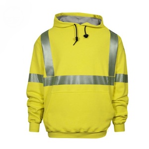 เสื้อฮู้ดสะท้อนแสงสีเหลือง Hi Vis สำหรับผู้ชาย ชุดทำงานเพื่อความปลอดภัย ผลิตจากวัสดุโพลีเอสเตอร์ - Product Image 6