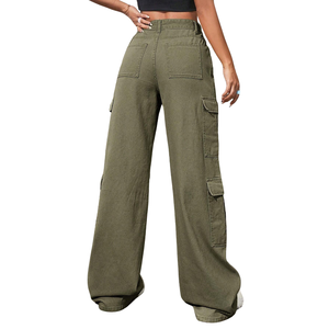 Pantalones Cargo de Mezclilla para Mujer, Pierna Ancha, Cintura Alta, Ajuste Holgado, Múltiples Bolsillos, Jeans de Algodón, Estilo Casual Urbano, Pantalones Utilitarios Largos - Product Image 2