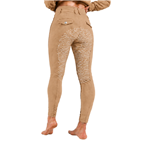 Tan <b>Brown</b> Women Horse Riding <b>Leggings</b> High Waist Stretch Equestrian Pants Silicone Full Seat Grip Riding Tights Training Sports - Product Image 2