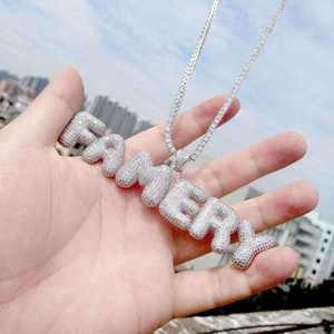 New Wholesale Price Custom <b>Name</b> Silver Cushion Cuban Link <b>Chain</b> Crushed Iced Hip Hop Moissanite Letter Charm Pendant - Product Image 3