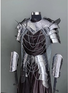 Set di Armatura in Acciaio Inossidabile con Corazza a Maglia, Protezioni per Spalle, Braccia e Vita, Costume Cosplay Fantasy Angelo Croce, Placcato Argento, Capodanno - Product Image 1