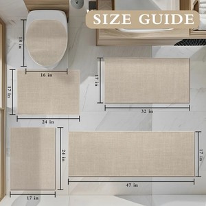 Modern Microfiber Bath <b>Mats</b> <b>Set</b> 1Pcs Rectangle Non-Slip Rubber Backing Scalloped Edge Solid Color Home <b>Bathroom</b> Rug Thin Flat - Product Image 4