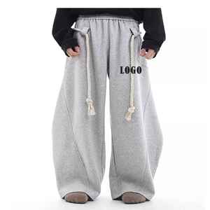 Pantalones Deportivos Anchos para Hombre, Color Gris, Cintura Elástica, Estilo Holgado, Casual, Decorados con Borlas, para Otoño - Product Image 1