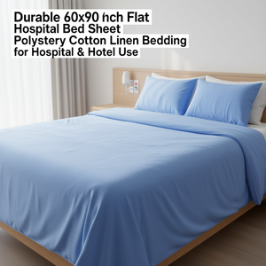 Sábana Plana Resistente de 60x90 Pulgadas para Cama de Hospital, de Poliéster, Algodón y Lino, para Uso Hospitalario y Hotelero - Product Image 3