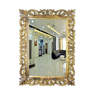 Miroir mural encadré brillant en bois Miroir rustique de porte pour mur Cadre en bois naturel et support de suspension attaché par AYAANS - Product Image 4