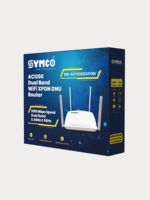 Routeur Wi-Fi double bande SYMCO ONU 2.4G 5G 4 ports LAN Terminal fibre optique XPON avec WPS et port téléphonique