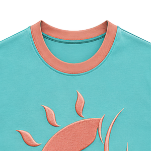 Camiseta sin Mangas Azul Turquesa con Diseño de Sol Bordado en Coral, Chaleco Casual de Verano para Mujer, Tops de Moda Personalizados OEM - Product Image 6