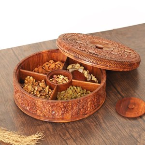Rustic Wooden <b>Spice</b> Storage <b>Box</b> with Transparent Lid - Product Image 1