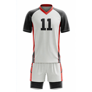Ensemble de maillots de football et de volley-ball à col en V pour femmes, 100% polyester, uniformes de football par sublimation - Product Image 1