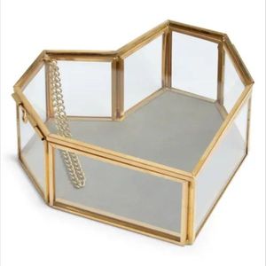 Geometric Glass Jewelry Box With Gold Frame Hexagonal Shape Storage Organizer For Accessories Display Case - Product Image 2