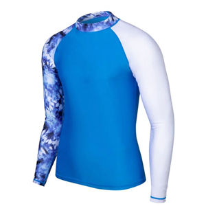 เสื้อแรชการ์ดแขนยาวสีน้ำเงินสำหรับผู้ชายพร้อมลายพิมพ์ไทได เสื้อว่ายน้ำป้องกันรังสียูวี - Product Image 5