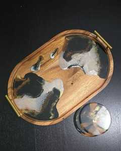 Bandeja de madera para servir, la más vendida y de moda, para el hogar, hotel, mesa, frutas, comida, uso en servicio de mesa. - Product Image 3