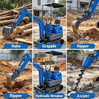 Mini-excavatrice de 0,6 tonne, 600 kg, excavatrice hydraulique sur chenilles, petite pelle pour la ferme, le jardin et la construction