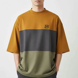 Camiseta de Cuello Redondo para Hombre, Corte Holgado, Estilo Contemporáneo, Algodón Suave y Transpirable, Forma Oversize - Product Image 1