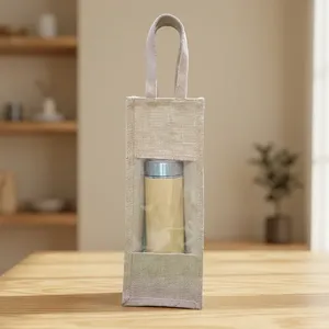 Trending Premium Jute <b>Bottle</b> <b>Bag</b> Natural Eco Friendly Reusable Carry <b>Bag</b> for Wine Beverage <b>Gift</b> Packaging Parties - Product Image 2