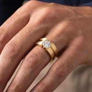 Anillo de Boda de Oro Amarillo de 14 Quilates para Hombre con Diamante Cultivado en Laboratorio con Acabado Mate, Chapado en Rodio, Certificado por IGI, Ideal para Regalo de Fiesta - Product Image 4