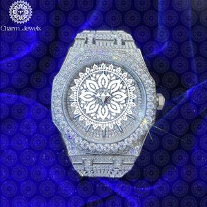 Montre de luxe pour femme Charm Jewels en acier inoxydable, boîtier polygonal, mouvement mécanique, cadran en cristal saphir, lunette sertie de diamants, fermoir pliant - Product Image 1