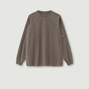 Sudadera Oversize Transpirable de Algodón Mineral Lavado con Cuello Redondo, Color Liso, Tejida, Casual, para Otoño, 100% Algodón, para Hombre - Product Image 4