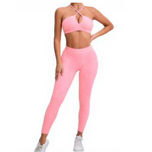 Conjuntos Deportivos de Dos Piezas para Mujer, Cintura Alta, 100% Nailon, Tirantes Cruzados, Transpirables, Antibacterianos, Protección UV, Largo hasta el Tobillo, para Gimnasio y Yoga - Product Image 3