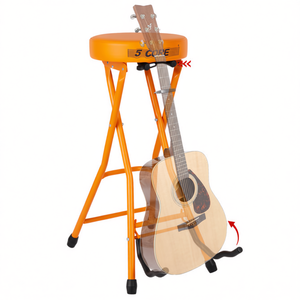 5Core Guitar Stool 3.15" Padded Chair Foldable Heavy Duty Music Seat Built in <b>Foot</b> <b>Rest</b> Guitar Stand - Product Image 2