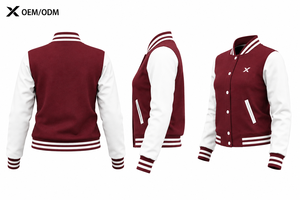 Chaqueta Varsity para Mujer con Sublimación y Serigrafía, Manga Larga, Cuello Camisero, Diseño de Letras Bordadas, para Otoño, con Logotipo X - Product Image 2
