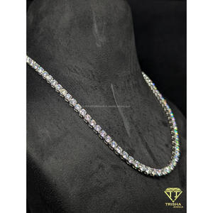 Luxury VVS Moissanite Diamond <b>Iced</b> <b>Out</b> Tennis <b>Chain</b> Necklace 925 Sterling Silver Custom Plated Hip Hop Jewelry By Trisha Jewels - Product Image 2