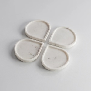 Wholesale Amber Veined White Stone Drink Coasters Hand-Polished Round Natural Mineral <b>Table</b> <b>Protector</b> Set - Product Image 3