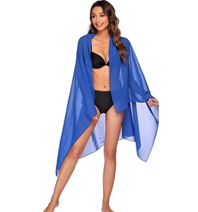 Sarong transparent en mousseline de soie 2 couleurs, écharpe de plage, couvre-maillot de bain, TAILLE UNIQUE - Product Image 5