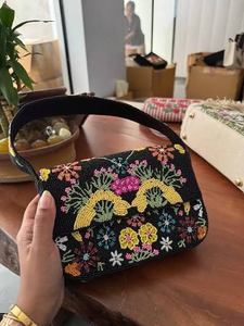 Sac à bandoulière perlé haut de gamme fait main, motif multicolore, sac de soirée tendance - Product Image 5