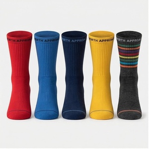 NORTH APPROACH Crew <b>Socks</b> Solid Color Breathable <b>Running</b> <b>Socks</b> for Adults Summer Season - Product Image 1