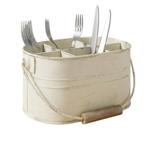 Organizador de Cubiertos Galvanizado, Porta Cubiertos Metálico, Organizador de Utensilios de Cocina Estilo Rústico, Porta Cubiertos Negro de 4 Compartimentos - Product Image 6