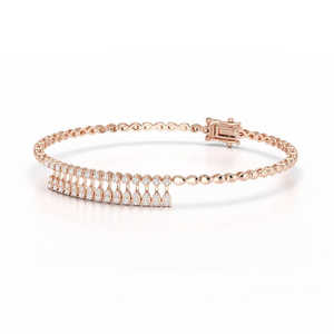 กำไลเพชรเกล็ดหิมะสวยหรู ประดับเพชรระยิบระยับ เงินแท้ 925 สำหรับผู้หญิง งานแต่งงาน กำไลแบบเชื่อมต่อสั่งทำพิเศษ CVD/HPHT - Product Image 5