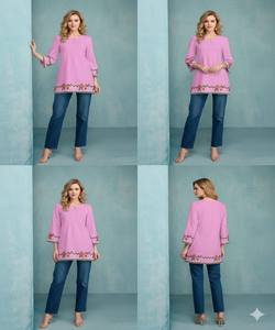 NUEVA COLECCIÓN, TOP DE RAYÓN CON BORDADO, PARA USO DIARIO, PRECIO AL POR MAYOR, PRENDAS ÉTNICAS, ROSA BEBÉ - Product Image 2