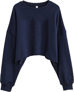 Sudaderas de Forro Polar Vintage Oversize para Mujer con Cuello Redondo, Manga Larga y Logo Estampado Frontal, Estilo Corto para Otoño/Invierno - Product Image 3