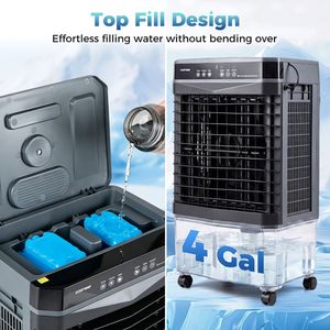 Refroidisseur d'air évaporatif portable 1800 CFM, réservoir d'eau de 4 gallons, purificateur d'air silencieux pour la maison, type de prise AU/EU, état d'occasion - Product Image 4
