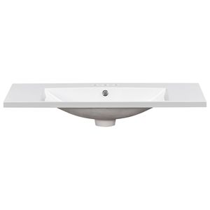 Lavabo singolo da appoggio per bagno in resina con 3 fori per rubinetti - Senza rubinetto o scarico inclusi - Product Image 3