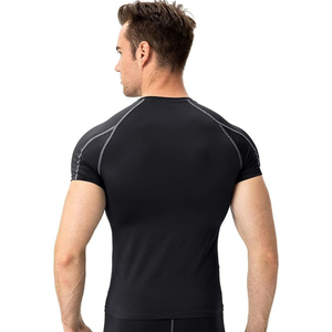 Men's <b>Black</b> Short Sleeve <b>Compression</b> T-<b>Shirt</b> Slim Fit Quick Dry Sporty O-Neck Knitted Polyester - Product Image 3