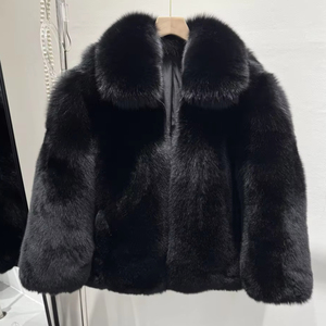 Furs High Quality Fluffy Furry Luxury Fashion Full Fur Big Collar <b>Long</b> Sleeve <b>Men</b> Whole Skin Thick Fox Fur <b>Coat</b> Jacket - Product Image 2