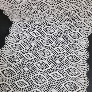 Tela de Encaje Elástica Ligera con Diseño Ovalado Festoneado de 20 cm de Ancho para Vestidos, Prendas de Vestir y Adornos Decorativos - Product Image 2
