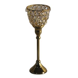 Support de bougie de luxe en cristal doré, idéal pour la décoration de table de restaurant, d'hôtel et de mariage - Product Image 1