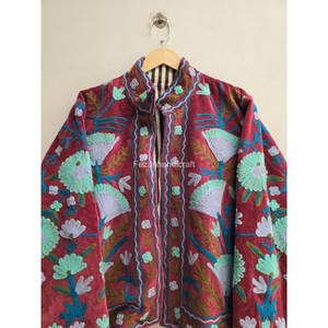 Indian Velvet Jacket Uzbek Embroidery Short Jacket <b>Coat</b> Unisex Winter Jacket With Two Side Pocket Boho Chic Jacket - Product Image 4