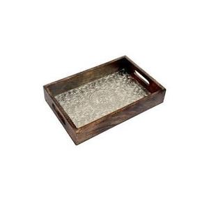 Bandeja de Servir de Madera con Base de Vidrio Impresa, Bandeja Rectangular Decorativa con Asas para Hotel, Restaurante y Hogar - Product Image 5