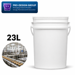 23L Food Safe Plastic <b>Bucket</b> <b>with</b> Handle and Flat <b>Lid</b> for Food Packaging, Leakproof Storage Solution - Product Image 1