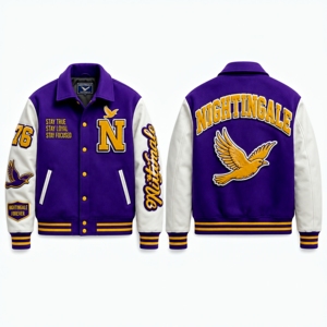 Nouvelle arrivée, veste varsity streetwear de haute qualité, broderie, veste bomber en cuir et laine d'hiver, veste de baseball universitaire - Product Image 1