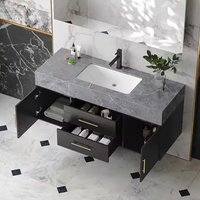 Meuble-lavabo double de luxe de style français, résistant à l'eau, personnalisable, écologique, moderne, avec LED anti-buée, pour salle de bain intelligente
