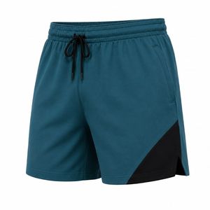 Shorts pour homme en coton 100% écologique bleu marine, à séchage rapide, avec taille élastique et poches latérales, vêtements de sport décontractés - Product Image 5