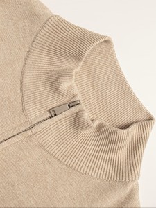 Cardigan décontracté pour homme à col montant et fermeture éclair, en tissu modal anti-boulochage, coupe classique légèrement extensible - Product Image 6