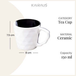Juego de Lujo de 6 Tazas de Té de Cerámica con Diseño de Diamantes, Tazas de Porcelana para Capuchino, Elegantes y Clásicas para Café, Té de la Tarde, Hogar y Festividades - Product Image 4